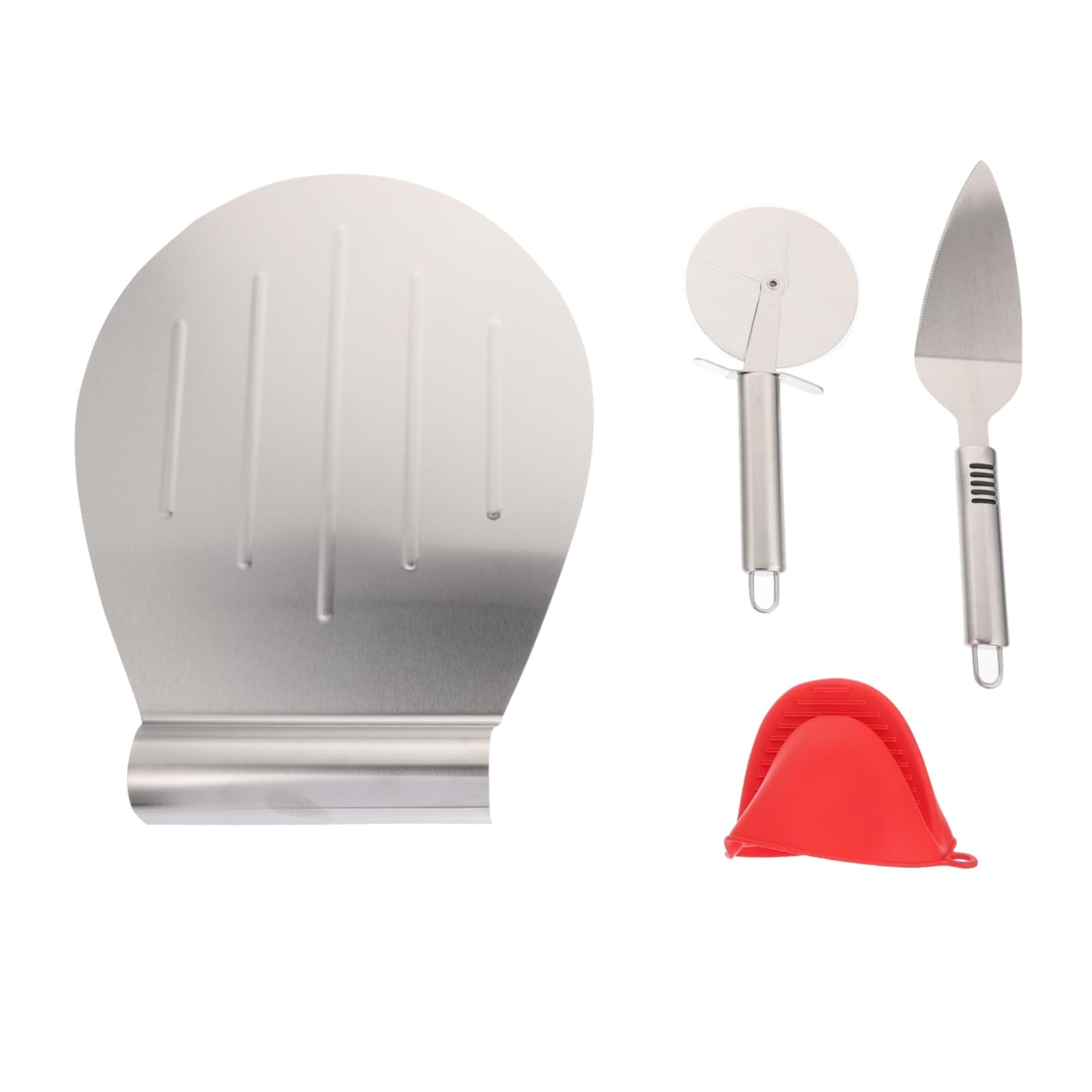 Unomor Professional Pizza Spatula Set 4 Piece Stainless Steel Cake Transfer Shovel Baking Peel for Pies Tarts Ergonomic Handle