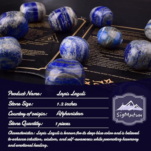 Image of Hand-Selected Lapis Lazuli Stone, Large 1.2 in Polished Crystal, Gift Box