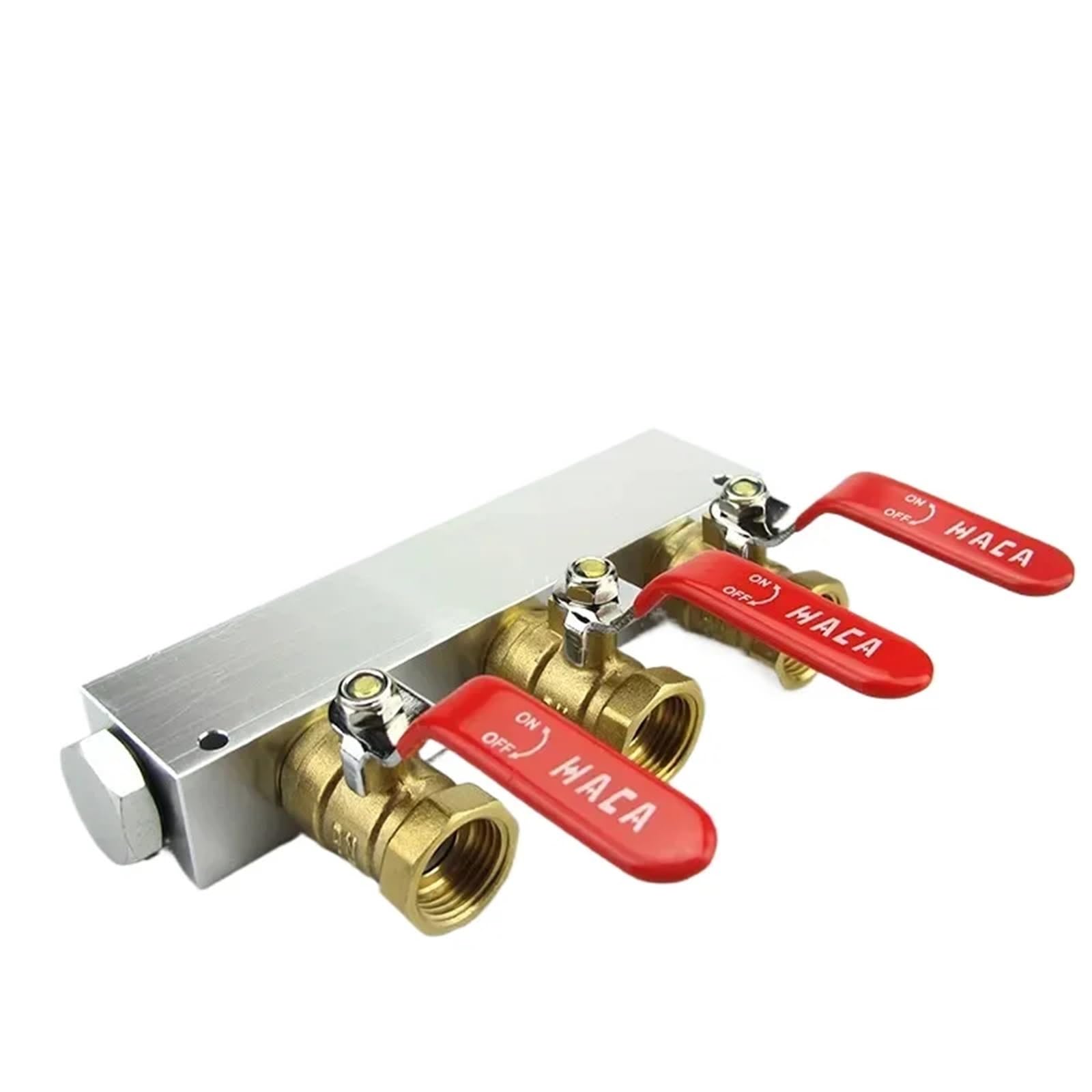 Bloque de distribución de Aire con colector neumático de Aluminio Macizo, con válvulas de Bola de latón, 1/2" BSPT Hembra, 27 x 36 mm, 2-10 vías, 4-12 Puertos.(1 in 2 out)