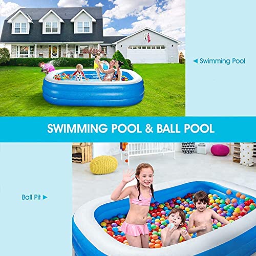 Swimming Pool, 120\" X 72\" X 22\" Inflatable Pool Family Size Rectangular Kiddie Pool for Kids Toddlers Playing, Ball Pit, Easy Set Above Ground Pool for Backyard Garden Outdoor Summer