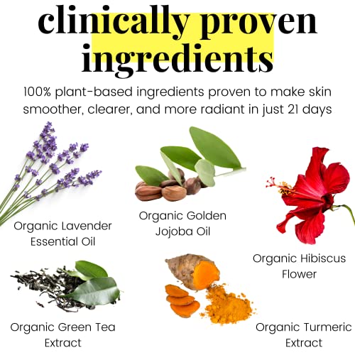 Vegan Mia - Usda Organic Strength Antioxidant Facial Oil With Jojoba, Turmeric & Green Tea - A Proven Effective Organic Face Moisturizer That Treats Acne, Brightens, Smoothes & Evens Skin Tone Naturally, 1 Fl Oz #TOP2