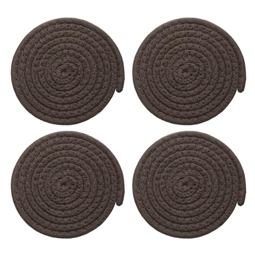 QUARKZMAN 4 Piezas Individuales Trenzadas Redondas, Individuales De 5.9' para Mesa De Cocina, Decoración Rústica, Encimeras, Mesa, Hogar (Marrón)