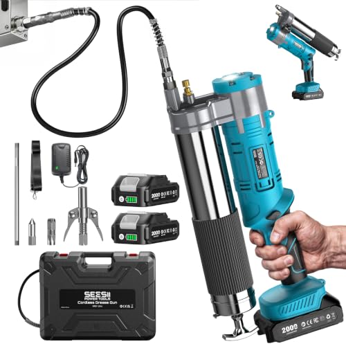 Seesii 2-in-1 Electric Grease Gun, 12000 PSI, with 2 Batteri...
