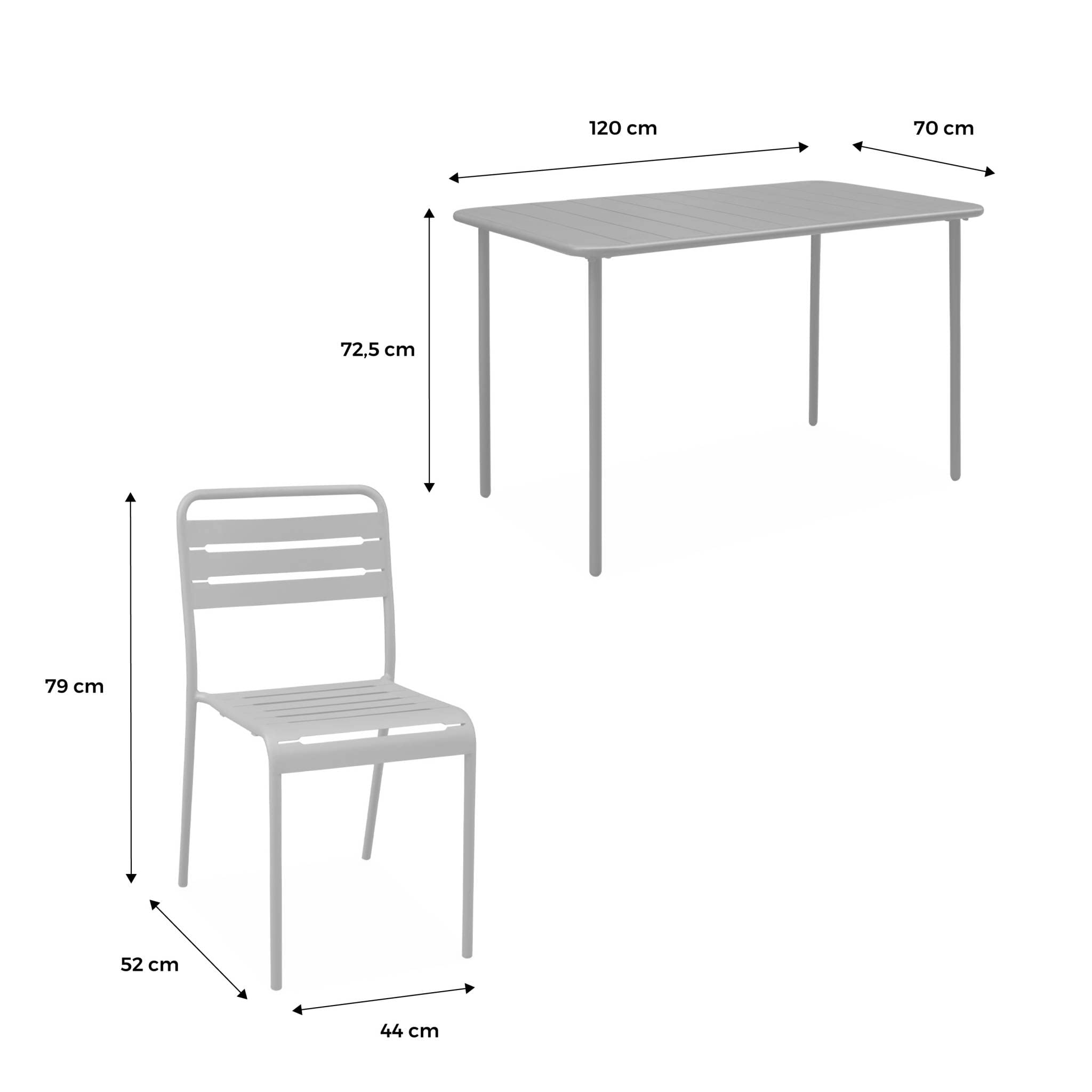 Table De Jardin Métal 4 Places Amelia Anthracite - Alice's Garden 120x70cm