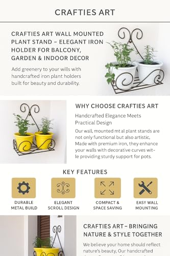 Image of Wall Mounted Metal Plant Stand - Iron Flower Pot Holder Shelf for Balcony, Garden & Indoor Decor - Pack of 2 (27x27x14 cm) (pack of 6)