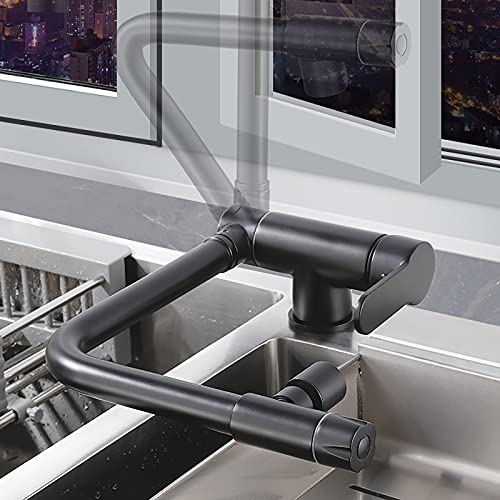 SJQKA-3 Way Kitchen Taps, for Window Folding Sink Mixer Tap Drinking Purifier Water Tap Brass 360 Degree Swivel Spout (Black) - Image 2