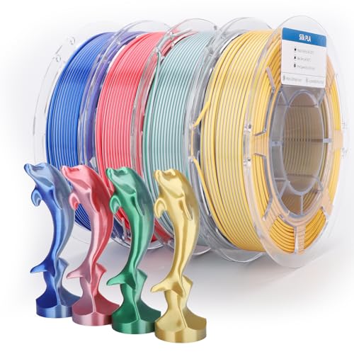 Image of 3DHoJor 3D Printer Filament Bundle, Silk PLA Filament 1.75mm, Dual Color Filament 200gX 4 Spools Silk Filament Bundle Multicolor