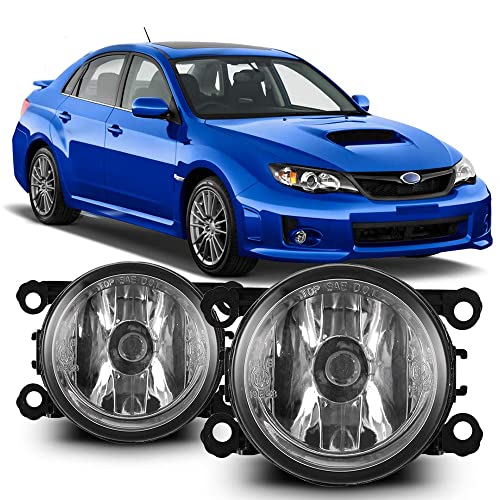 CPW OEM Fog Lights Assembly Fit For 2010-2024 Subaru, Driver & Passenger Driving Fog Lamps Replacement w/ H11 12V55W Halogen Bulbs + Wiring + Switch (Black Housing Clear Lens)