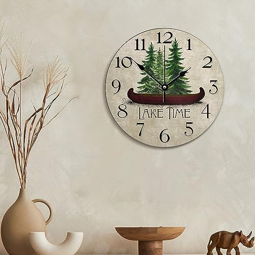 Godblessign Lake House Wall Clock Cabin Wall Clocks Lake Time Clock Rustic Wooden Wall Clock Battery Operated Farmhouse Decor Vintage Home Decor For Kitchen Living Room Bedroom Office 10 Inch thumb #4