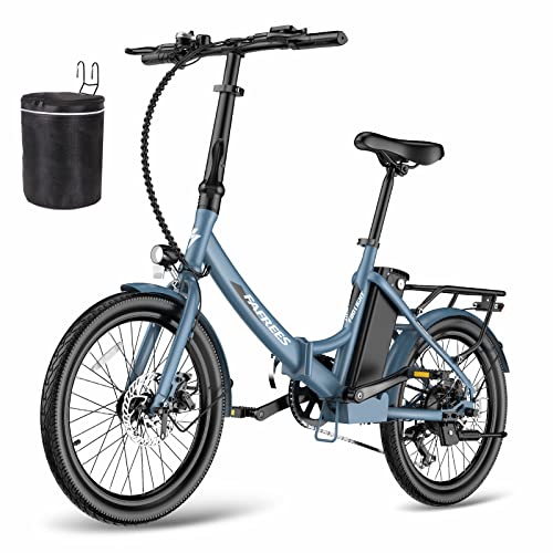 Fafrees Bicicletta elettrica F20 LIGHT, bici da città elettrica pieghevole da 20 pollici, motore da 250 W, batteria da 16,75 Ah, e-bike a 7 velocità per donna, autonomia 110 km, Blu