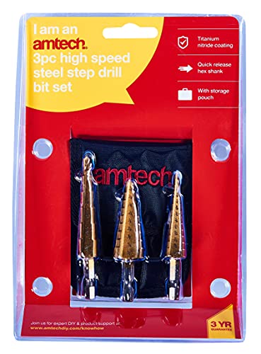 Amtech F0785 3 Piece high speed steel step drill set, Transparent - Image 2