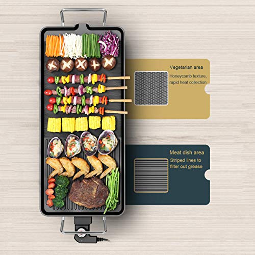 HAZYJT Raclette Grill Elektrogrill Smokeless Tischgrill BBQ-Grill 2 in 1 Antihaft-Beschichtung, Einstellbarer Thermostat… – Bild 3