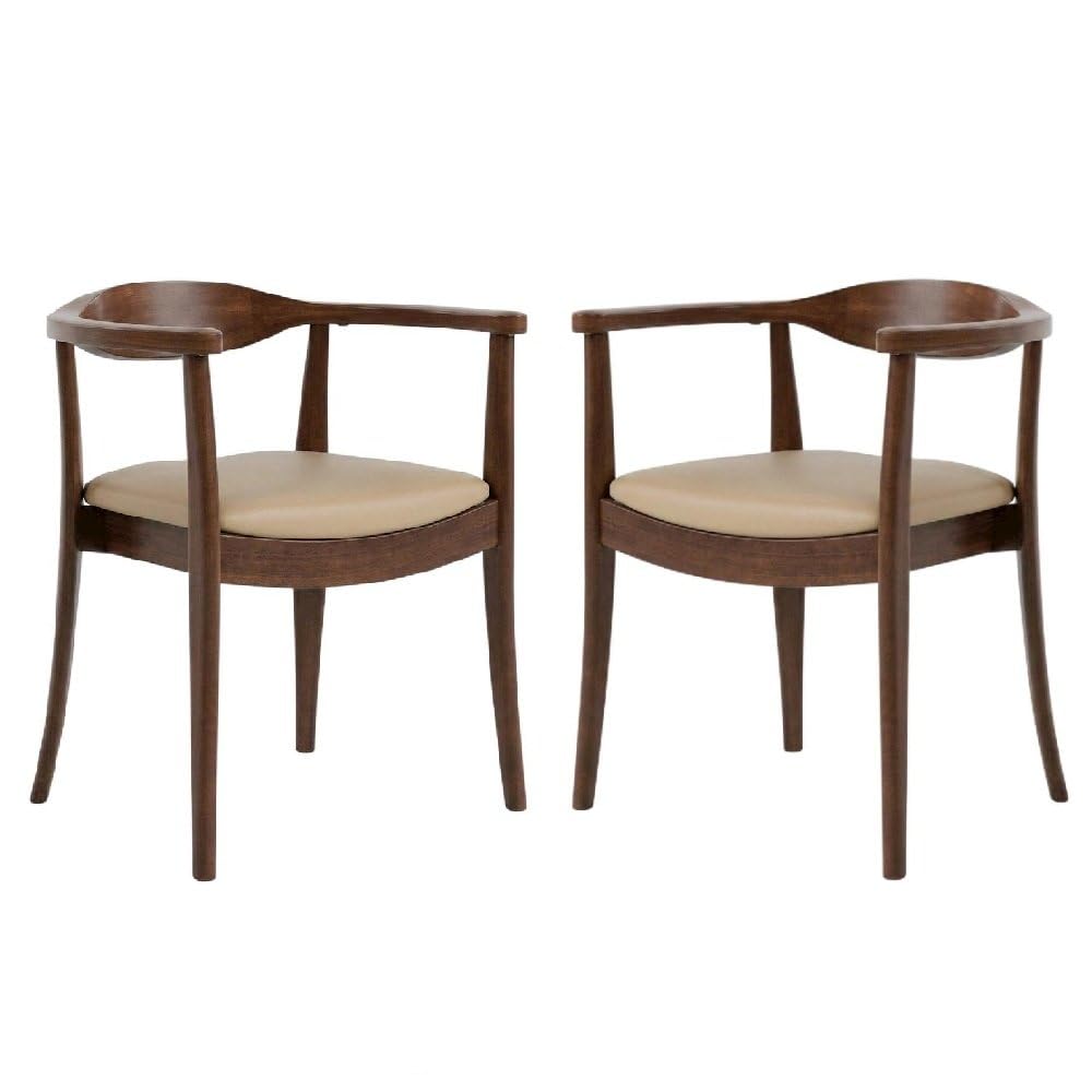 Ralmon Rich Walnut Dining Chairs Set of 2 with Solid Wood Construction by Starlight Canyon Home – Solid Wood, Rubberwood, Metal, Fabric, Brown, Pack of 2
