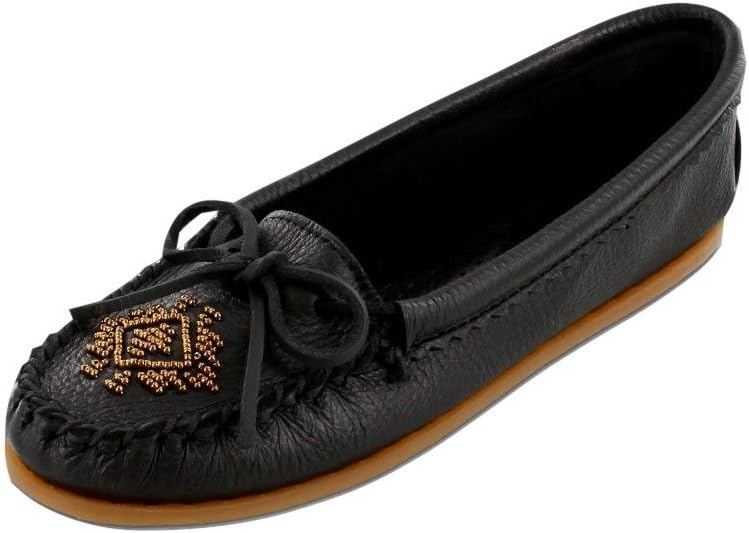 Minnetonka Women's Deerskin Beaded Moc Mocassins White, 6 UK 39 EU