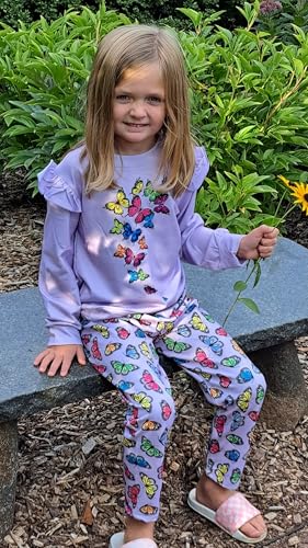 Image of Little Girls Outfits 2 Piece Toddler Long Sleeve Sweatshirt Leggings Pants Fall Winter Clothing Set 2-10 Years