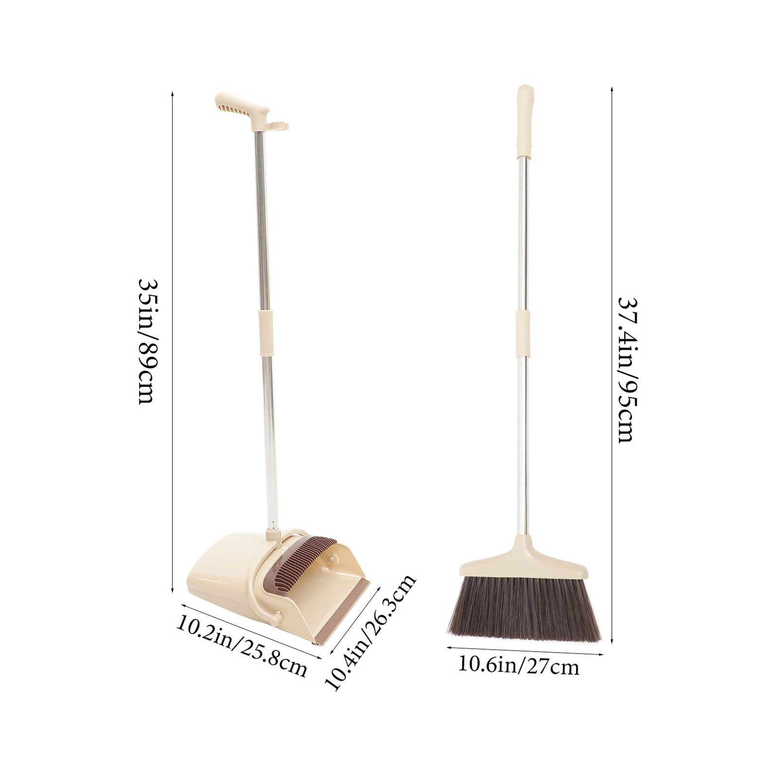 Ipetboom Juego de Escoba y Recogedor Recogedor de Basura Mango Largo, Acero Inoxidable y Plástico para Limpiar Suelos en Casa