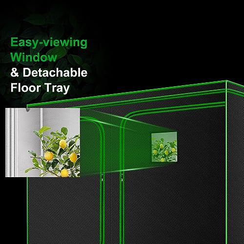 Melonfarm 4X8 Grow Tent 96"X48"X80''Reflective 600D Mylar Hydroponic With Observation Window, Floor Tray And Tool Bag For Indoor Plant Growing #TOP4