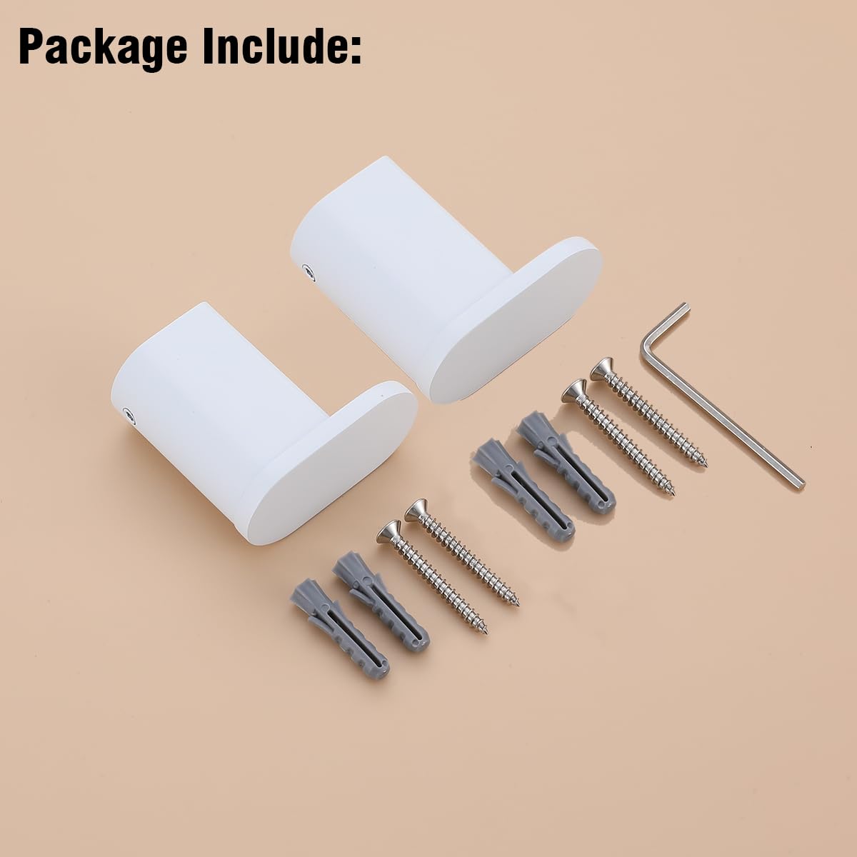 RANDOM Ganchos para toallas de baño, ganchos blancos para colgar en la pared, ganchos de ducha de acero inoxidable, soporte de toalla de mano de acero inoxidable, 2 paquetes.96026-8MW