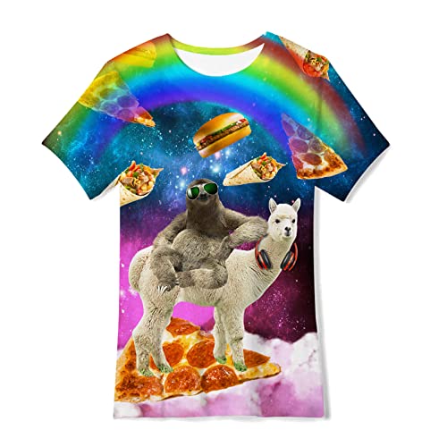 RAISEVERN 3D T-Shirt Imprimé pour Garçons ou Filles 6-16 Ans Teens Grands Enfants Manches Courtes Enfants Tissu,Outer Space,14-16T (L) Cover