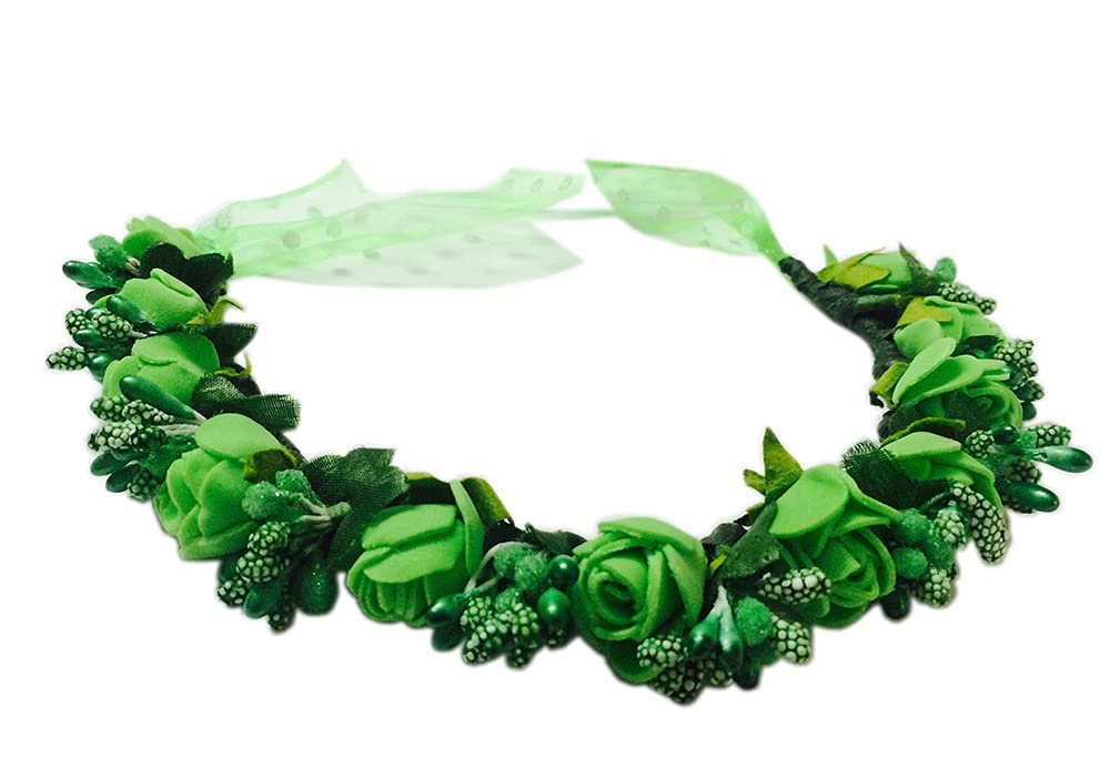 Loops n knots Womens Green Adjustable Floral Band Tiara/Gajra/Juda Puff/Crown/Headband for Girls Hair Accessories for Birthday, Party (B0B9Y2HGGX) Amazon Price History, Amazon Price Tracker