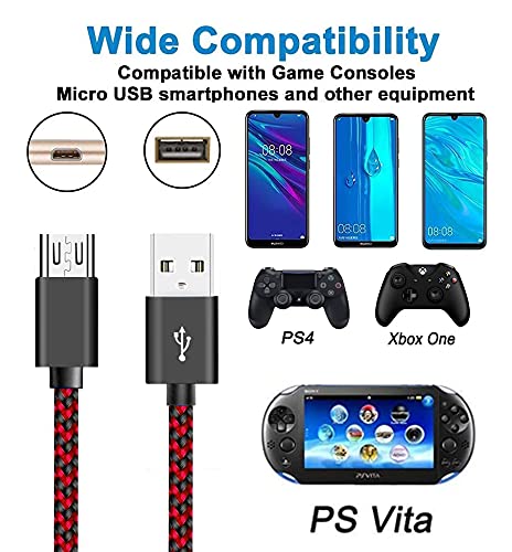 Aosok Ps4 Controller Charger Cable, 6Ft Long Charging Cable For Playstation 4 Charger/Ps4 Slim/Pro Wireless Controllers/Xbox One/X Controller, Micro Usb Play And Data Sync Power Wire, Red #TOP6