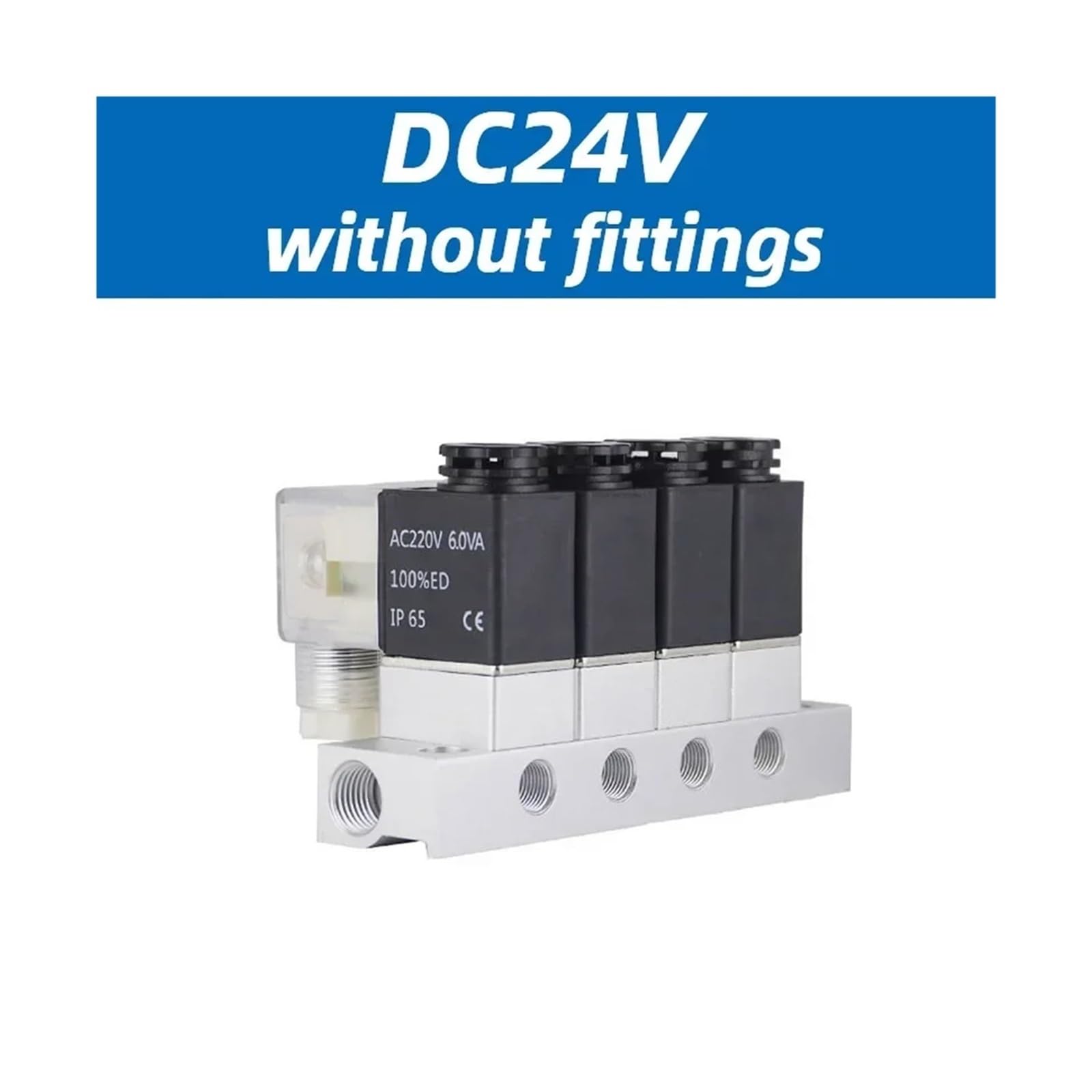 Électrovanne pneumatique 2V025-06 DC12V 24V 220V 110V Électrovanne magnétique à air normalement fermée à 2 Voies Électrovanne à Cartouche 2V025-08(Dc24v No Fittings)