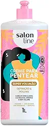 Salon Line, Creme de Pentear, Super Volumão, Definição e Volume, Vegano - Cabelos Cacheados e Crespos, 1 L