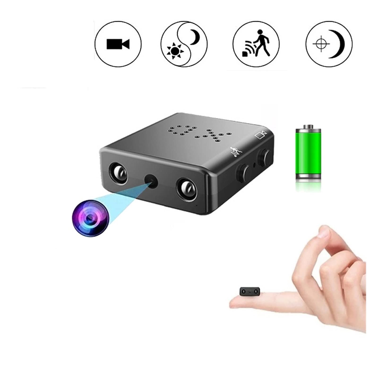 Action Cam, Mini telecamera Full HD 1080P Protezione della sicurezza domestica Visione notturna Micro Cam Motion Detection Videoregistratore segreto nascosto TF ,All'aperto, Sport, Video(Camera with 3