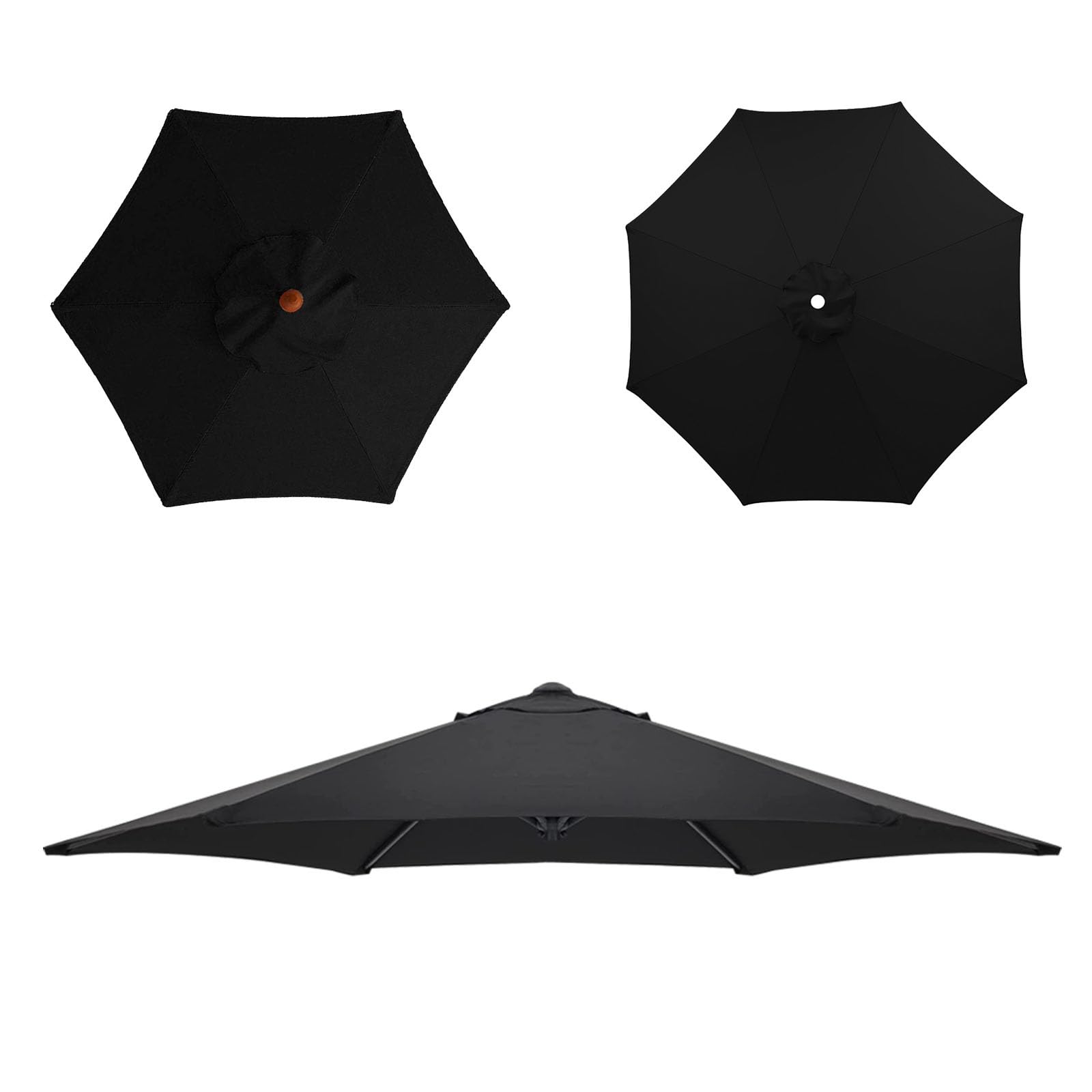 Replacement Parasol Cloth, Market Table Umbrella Canopy, Umbrella Canopy, waterproof, Umbrella Replacement Cloth, Replacement Parasol Fabric cover for Garden Umbrella(Black,8ribs:2.7m/8.8ft)