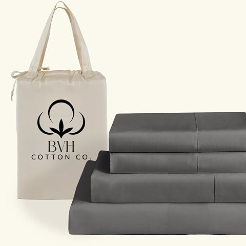 Pima Cotton King Size Sheet Set 4Pc Bed Set Soft Breathable Percale Weave Fits 10-12 Deep Pocket Hotel-Quality