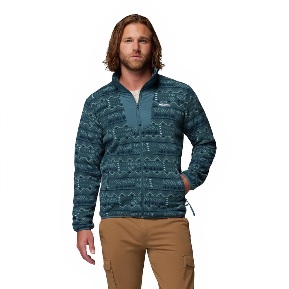 Columbia Men's Sequoia Grove Printed Full Zip, Full Zip Fleece Jacket, Everblue Horizons, M