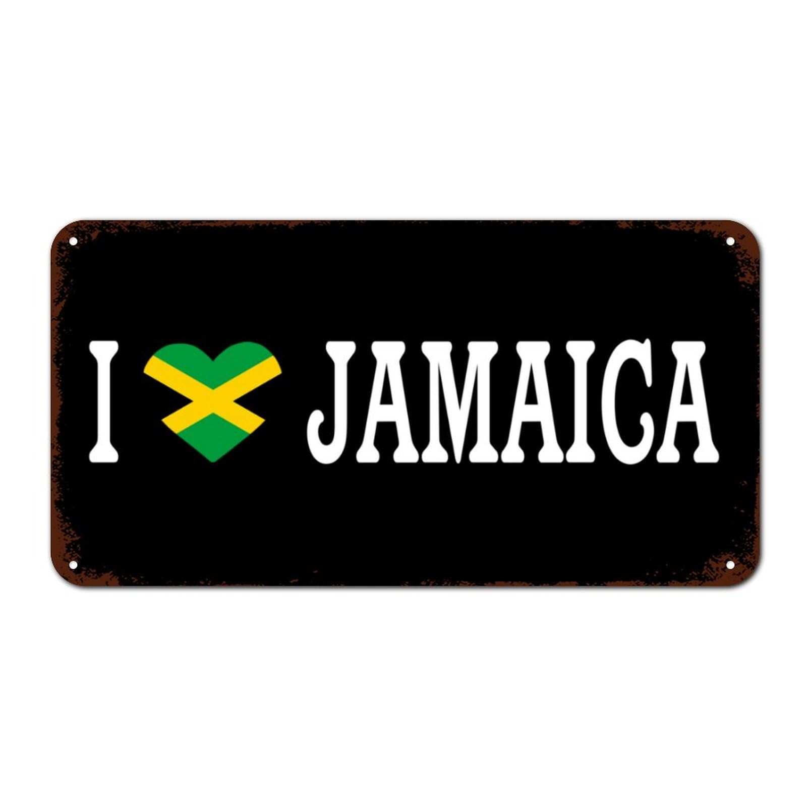 Yelolyio I Love Jamaica Metal Signs Outdoor Vintage Front Door Signs Jamaica Flag Wall Decor Country Souvenir Metal Plaque For Cabin Lounge Shop 6X12 Inch
