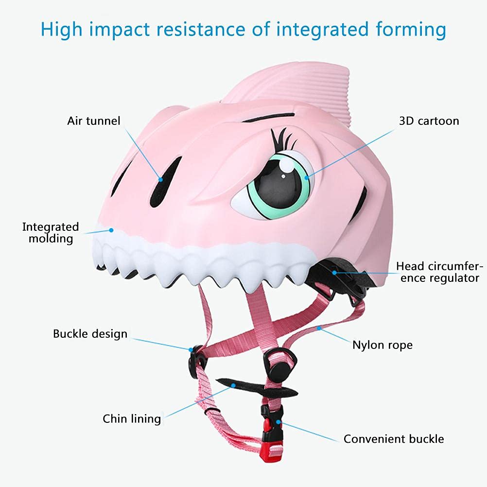 Casco 3D Shark regolabile Cartoon Shark Casco protettivo adatto per pattinaggio a rotelle, ciclismo, skateboard