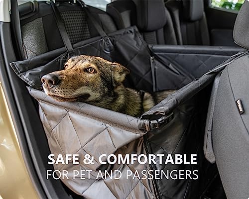 RAGI Hunde Autositz mit Hundegurt - Verstärkter und Stabiles - Hundeautositz für Den Rücksitz im Autos - Schutz für Autositze - Transportbox Hund für Rückbank Faltbar - Shwarz
