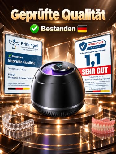 Ultraschallreinigungsgerät Zahnschiene Reinigung, IPX6 200 ml (Mattschwarz) – Ansicht 2