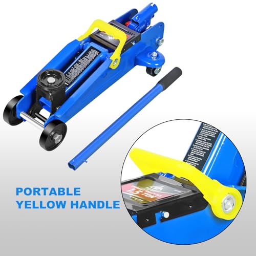 Image of Jack Boss Floor Jack 1.5 Ton (3,000 LBs) Hydraulic Car Jack, Lifting Range from 5.1 Inch to 12.6 Inch, Fits Sedans Automotive Blue