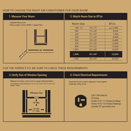 Image of LG 23,000 BTU Smart Window Air Conditioner with Heat, 230V, Air Conditioner Cools Rooms up to 1,400 Sq.Ft., Smartphone & Voice Control works with Remote, White