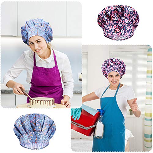 Image of Geyoga 5 Pcs Bouffant Caps with Buttons for Nurse Adjustable Bouffant Turban Hats with Sweatband for Women Men 5 Styles