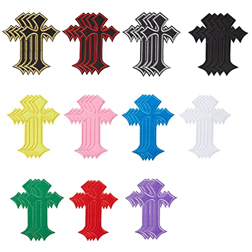 Nicime 44pcs Cross Patches, Iron on/Sew on Cross Applique Patch, DIY Iron Patches for Jeans Hats Shirts Jackets Backpacks