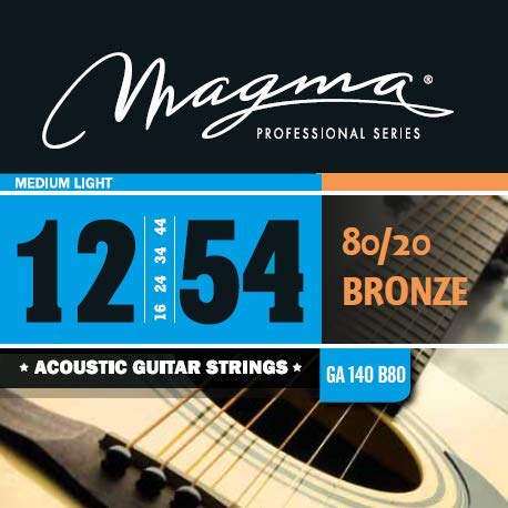 MAGMAAcoustic Guitar Strings Medium Light Gauge 80/20 Bronze Set.012 - .054 (GA140B80)