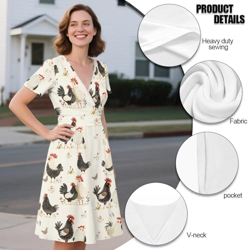 Image of Women's Summer Formal Dresses Short Sleeve Wrap V Neck Dresses Bridesmaid Wedding Guest Dress with Pockets