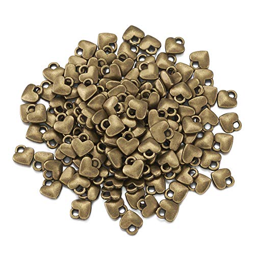 Beadthoven 50Pcs Antique Bronze Heart Charm Pendants Tibetan Style Extender Chain Drops End Beads For Making Choker Necklace Bracelet Earrings Jewelry Diy Accessories #TOP1