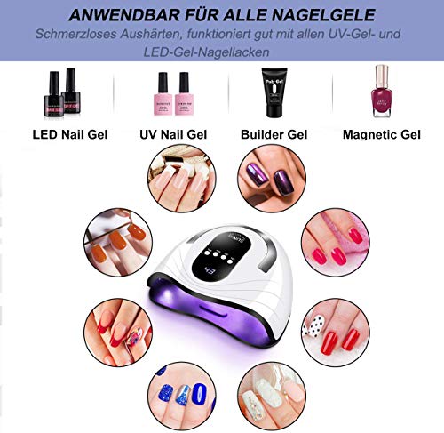 Nagellampe, 120W Nageltrockner LED/UV Lampe für Nägel, Auto-Sensor Aushärtelampe mit 4 Timer Einstellungen, Abnehmbarer… – Bild 6