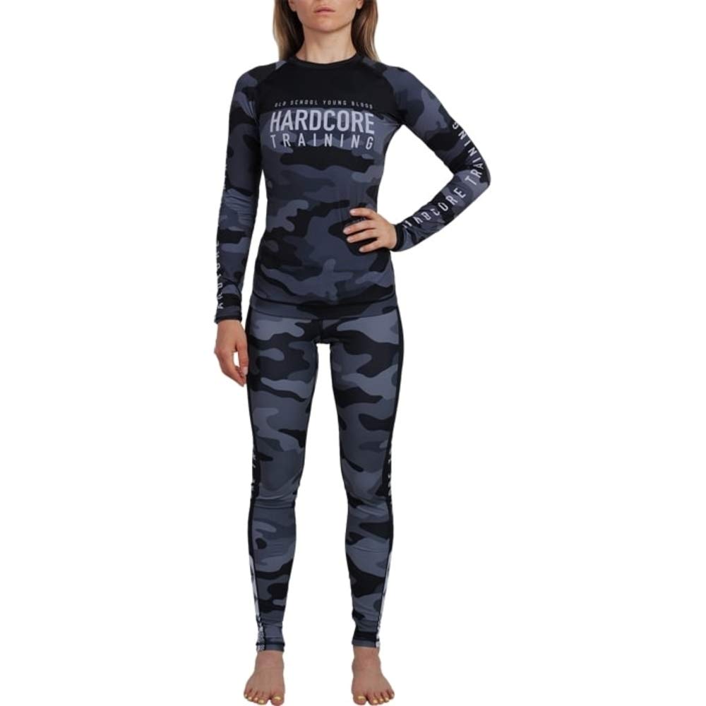 Hardcore Training Night Camo 2.0 Rash Guard Women Chemise de Compression à Manches Longues Femme Fitness Yoga Pilates Gym Faire des Exercices MMA No Gi