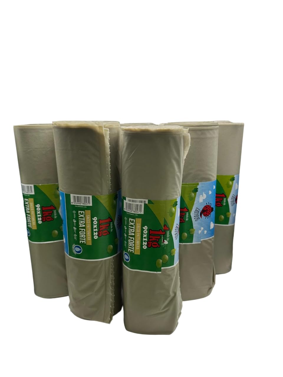 Sacchi pattumiera 18 rotoli 90x120 circa 18kg Ambra, ogni rotolo contiene 7pz, 65my