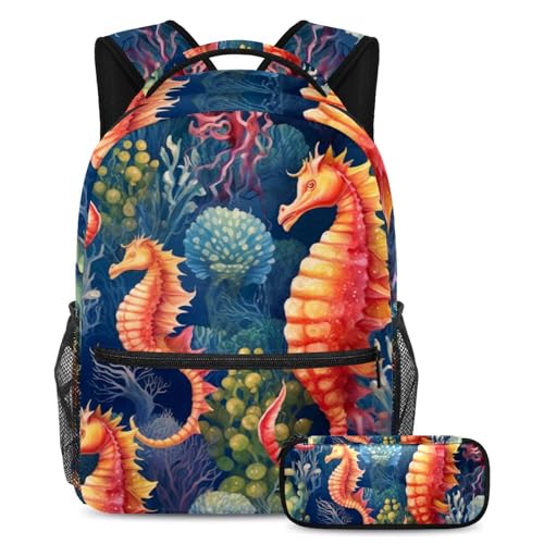 Sac à dos hippocampe coloré étanche avec sa pochette polyvalente grand format