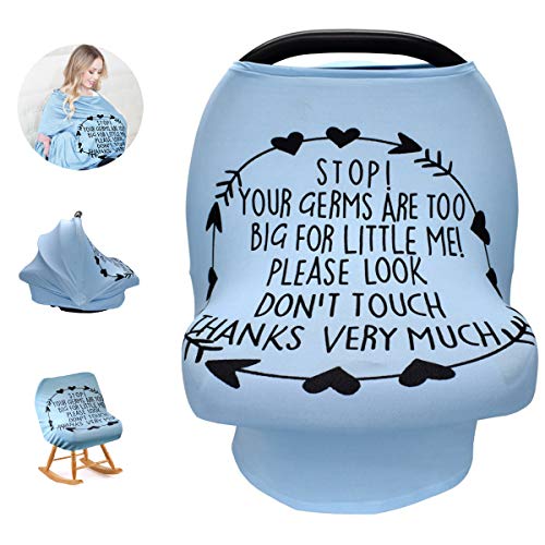Image of Baby Nursing Cover,Baby Car Seat Canopy,No Touch Sign Infant Stroller Cover Breastfeeding Cover (Blue)