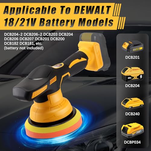 HuuppHip Cordless Car Buffer Polisher for 18/21V Battery, 4500 RPM, 17-Piece Car Polishing Kit Included,Car Detailing/Polishing/Waxing Buffers and Polishers Kit (No Battery) 5 HuuppHip Cordless Car Buffer Polisher for 18/21V Battery, 4500 RPM, 17-Piece Car Polishing Kit Included,Car Detailing/Polishing/Waxing Buffers and Polishers Kit (No Battery) - Image 5