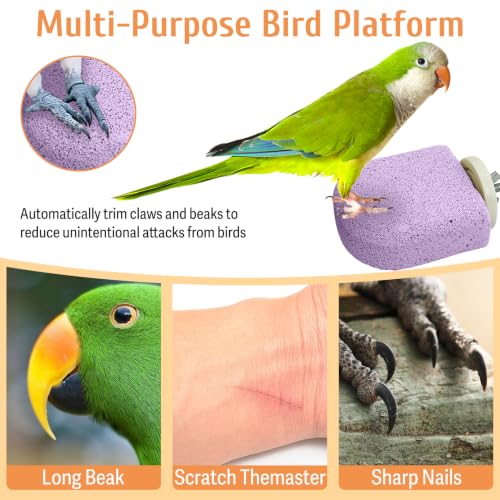 Image of PINVNBY 4 PCS Bird Perch Stands Parrot Calcium Perch Beak Grinding Stone Foot Claws Trimmer Parakeet Platform Parrot Chewing Toys for Small Medium Cockatiel Conure Lovebird Finch(Pink)