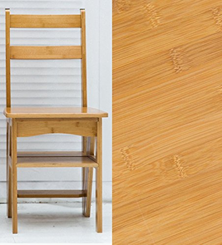 Silla escalera de bambú interior móvil, taburete de cuatro pasos madera maciza 89cm 4